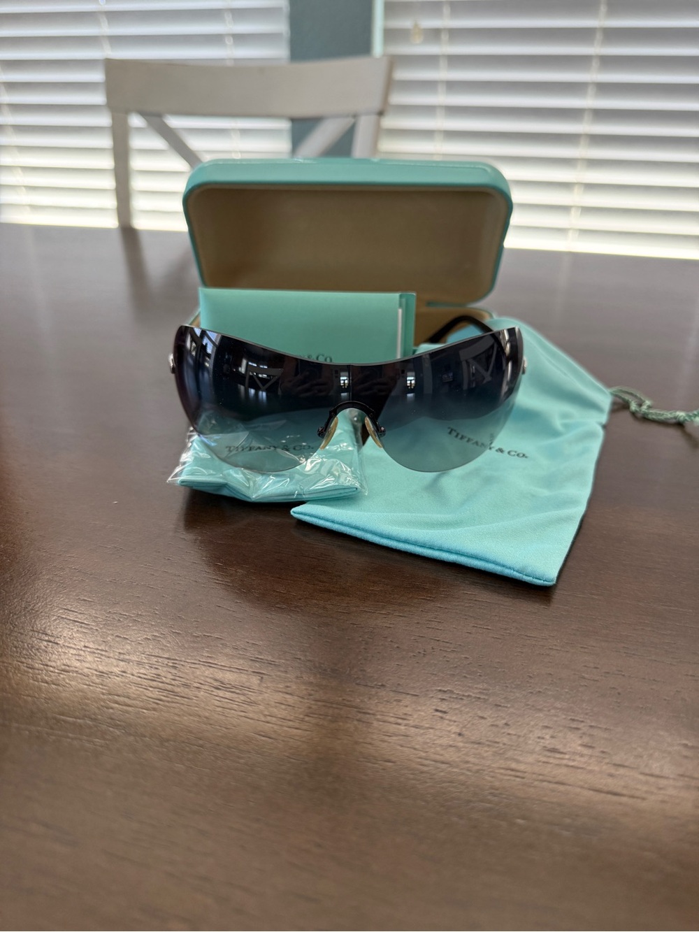 Tiffany & Co. Women's Rimless Shield Sunglasses - Black Gradient 115mm Lens - Picture 2 of 14